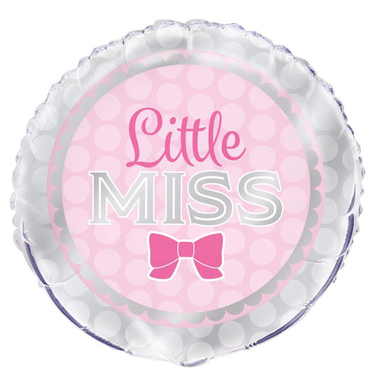 Pink Bow Little Girl Round Foil Balloon 18