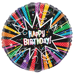 Rainbow Starburst Happy Birthday Round Foil Balloon 18