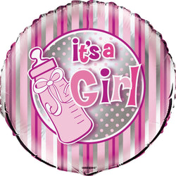 It's A Girl Bottle Round Foil Balloon 18