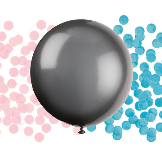 Black Giant Gender Reveal Latex Balloon with Confetti, 24