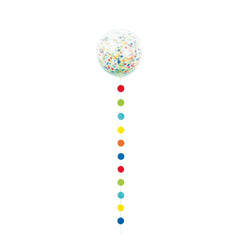 Clear Giant Balloon with Rainbow Confetti and Dots Tassel, 24