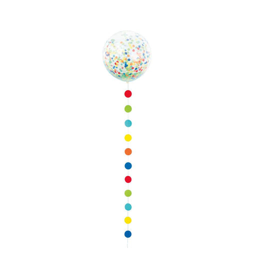 Clear Giant Balloon with Rainbow Confetti and Dots Tassel, 24
