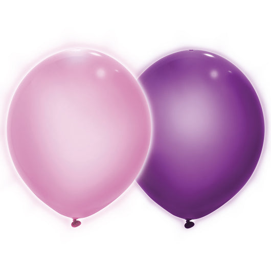 Light Blue, Pink & Purple Assorted Light Up Balloons, 5ct