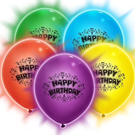 Party Mix Assorted Latex and Light Up Birthday Balloons, 50ct