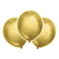 Solid Gold Light Up Balloons, 12ct