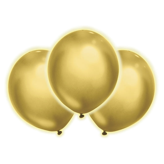 Solid Gold Light Up Balloons, 12ct
