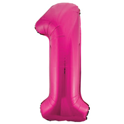 Pink Number 1 Shaped Foil Balloon 34