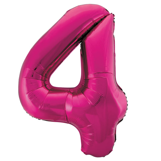 Pink Number 4 Shaped Foil Balloon 34