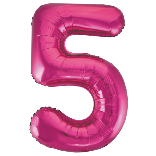 Pink Number 5 Shaped Foil Balloon 34