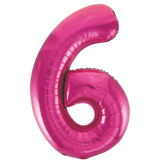 Pink Number 6 Shaped Foil Balloon 34
