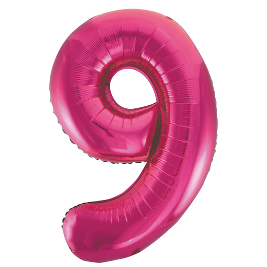 Pink Number 9 Shaped Foil Balloon 34