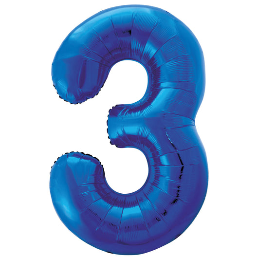 Blue Number 3 Shaped Foil Balloon 34