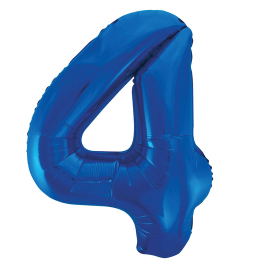 Blue Number 4 Shaped Foil Balloon 34