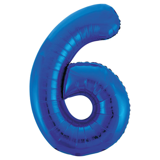 Blue Number 6 Shaped Foil Balloon 34