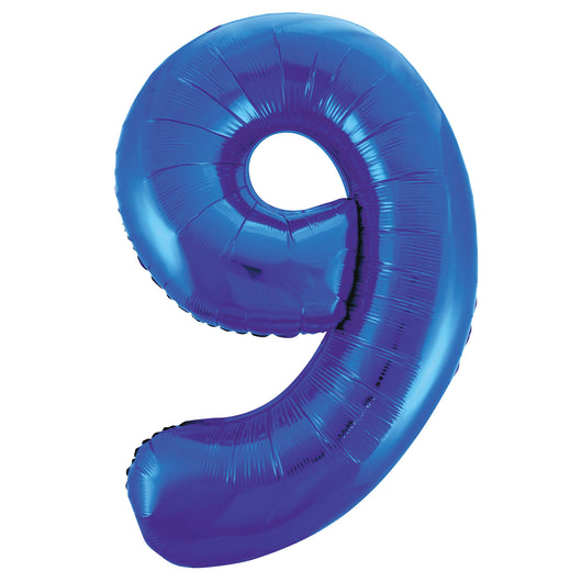 Blue Number 9 Shaped Foil Balloon 34