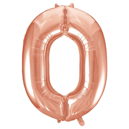 Rose Gold Number 0 Shaped Foil Balloon 34