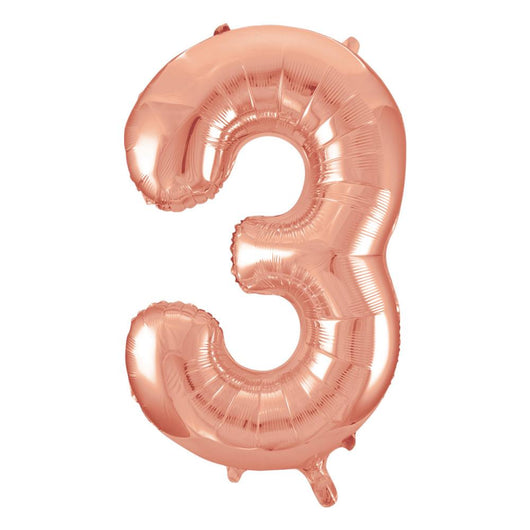 Rose Gold Number 3 Shaped Foil Balloon 34