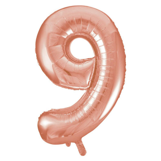 Rose Gold Number 9 Shaped Foil Balloon 34