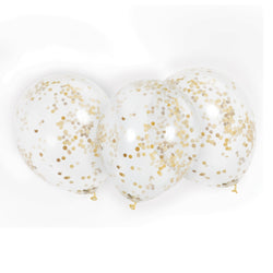 Clear Latex Balloons with Gold Confetti 12