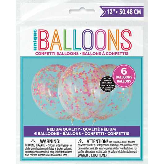 Clear Latex Balloons with Neon Confetti 12