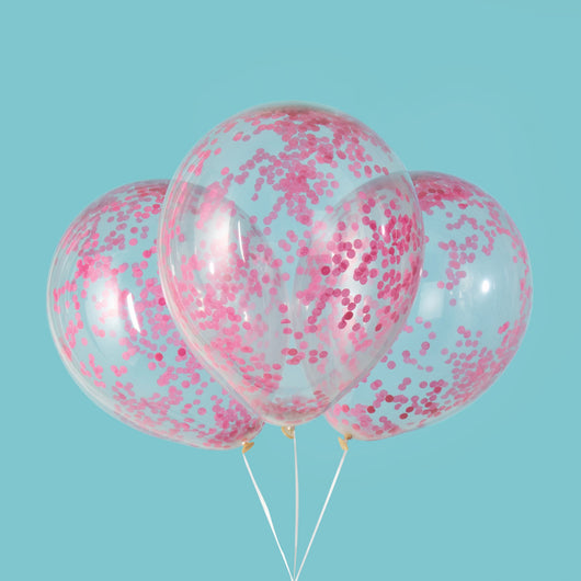 Clear Latex Balloons with Hot Pink Confetti 12
