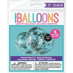 Clear Latex Balloons with Black Confetti 12