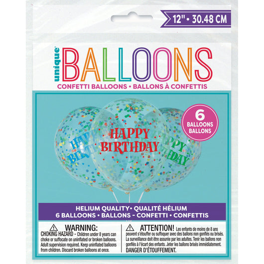 Birthday Clear Latex Balloons with Bright Confetti 12