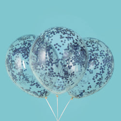 Clear Latex Balloons with Royal Blue Confetti 12