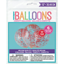 Clear Latex Balloons with Ruby Red Confetti 12