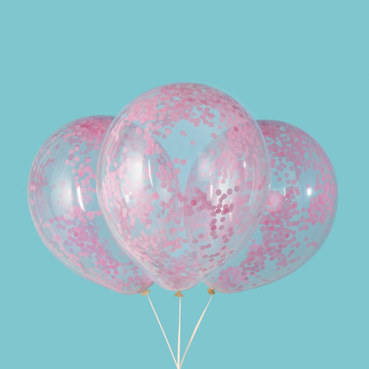 Clear Latex Balloons with Lovely Pink Confetti 12