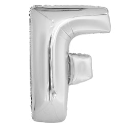 Silver Letter F Shaped Foil Balloon 34