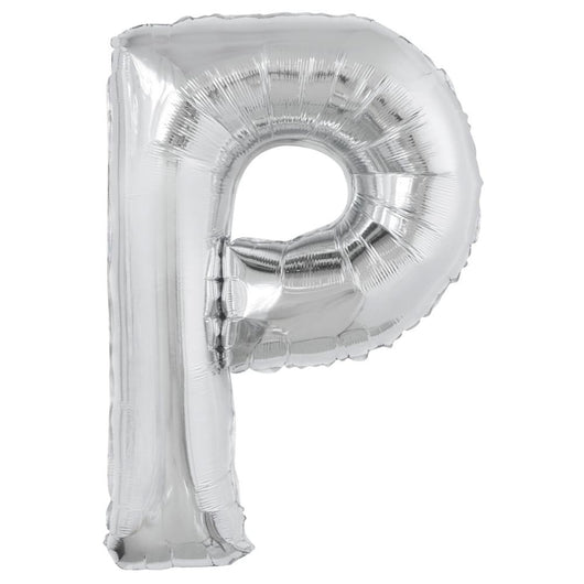 Silver Letter P Shaped Foil Balloon 34
