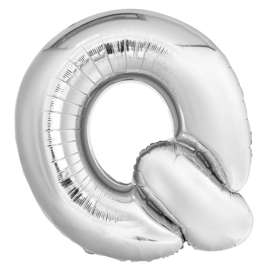Silver Letter Q Shaped Foil Balloon 34