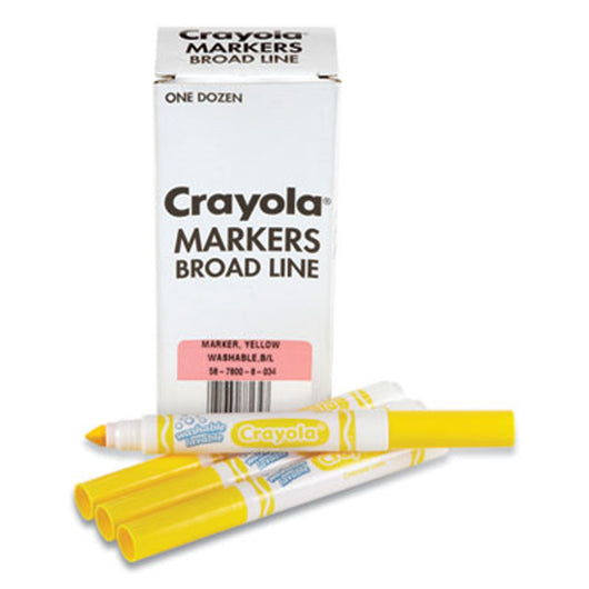 Crayola Bulk Ultra-Clean Washable Markers, Conical Tip, 12 per box - Yellow (6)