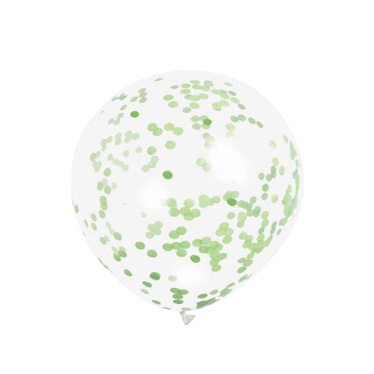 Clear Latex Balloons with Lime Green Confetti 12