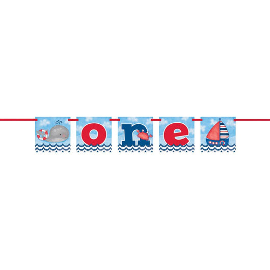 Little Sailor Nautical First Birthday Block Banner