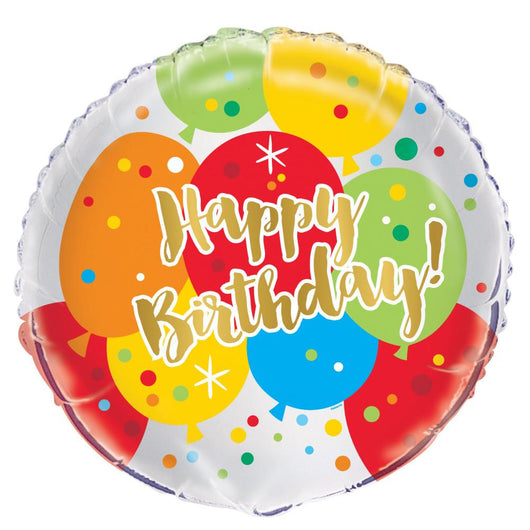 Glitzy Gold Birthday Round Foil Balloon 18