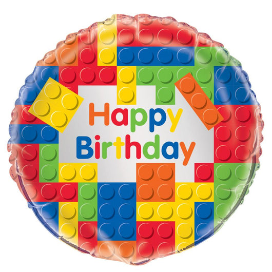 Building Blocks Birthday Round Foil Balloon 18