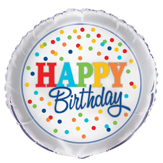Rainbow Polka Dots Round Foil Balloon 18