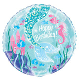 Mermaid Round Foil Balloon 18", Packaged