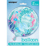 Mermaid Round Foil Balloon 18", Packaged