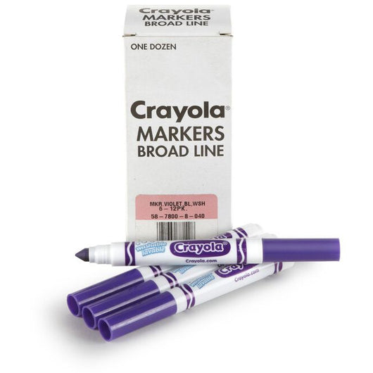 Crayola Bulk Ultra-Clean Washable Markers, Conical Tip, 12 per box - Violet (Purple) (6)