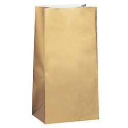 Gold Metallic Paper Party Bags 10ct