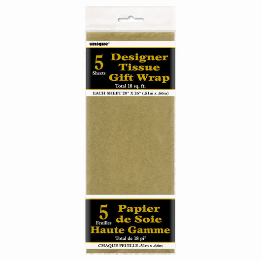 Gold Metallic Tissue Sheets, 5ct