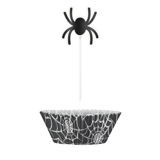 Black Spider Web Cupcake Kit, 24pc