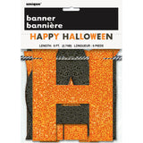 Glitter Orange and Black Happy Halloween Banner