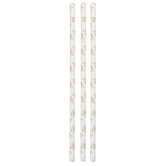 Gold Diamond Print Paper Straws, 10ct