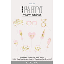 Pink and Gold Foil Bachelorette Party Photo Booth Props, 10ct