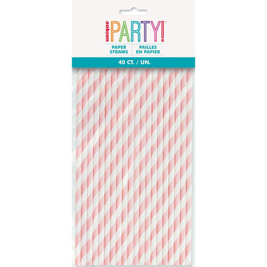Lovely Pink Striped Paper Straws, 40ct