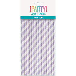 Lavender Striped Paper Straws, 40ct